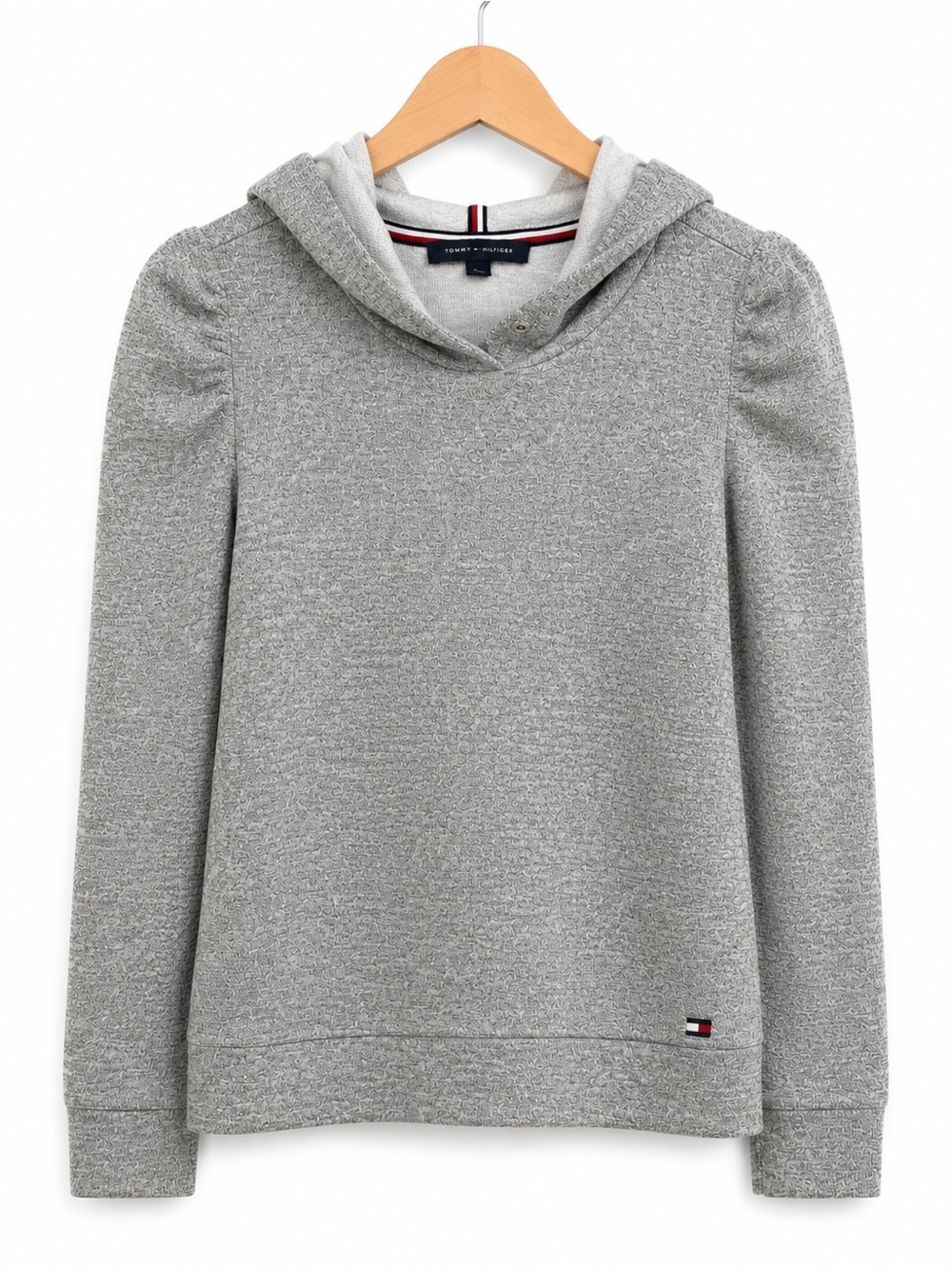 Tommy Hilfiger Gray shimmer Marled Hooded Pullover Sweatshirt Small